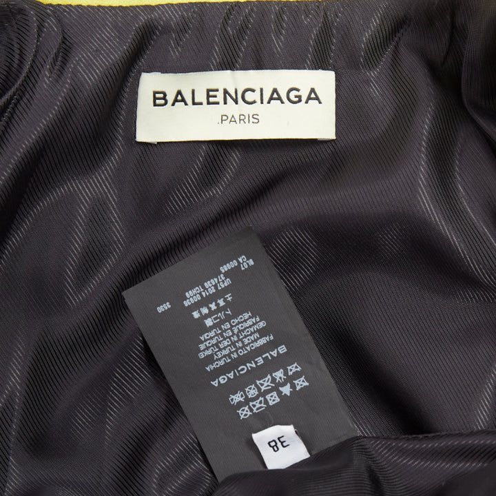 BALENCIAGA 2014 yellow lambskin leather crop biker jacket FR38 M