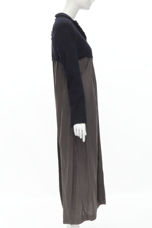 vintage Runway COMME DES GARCONS 1994 black shrunken wool grey duster coat M