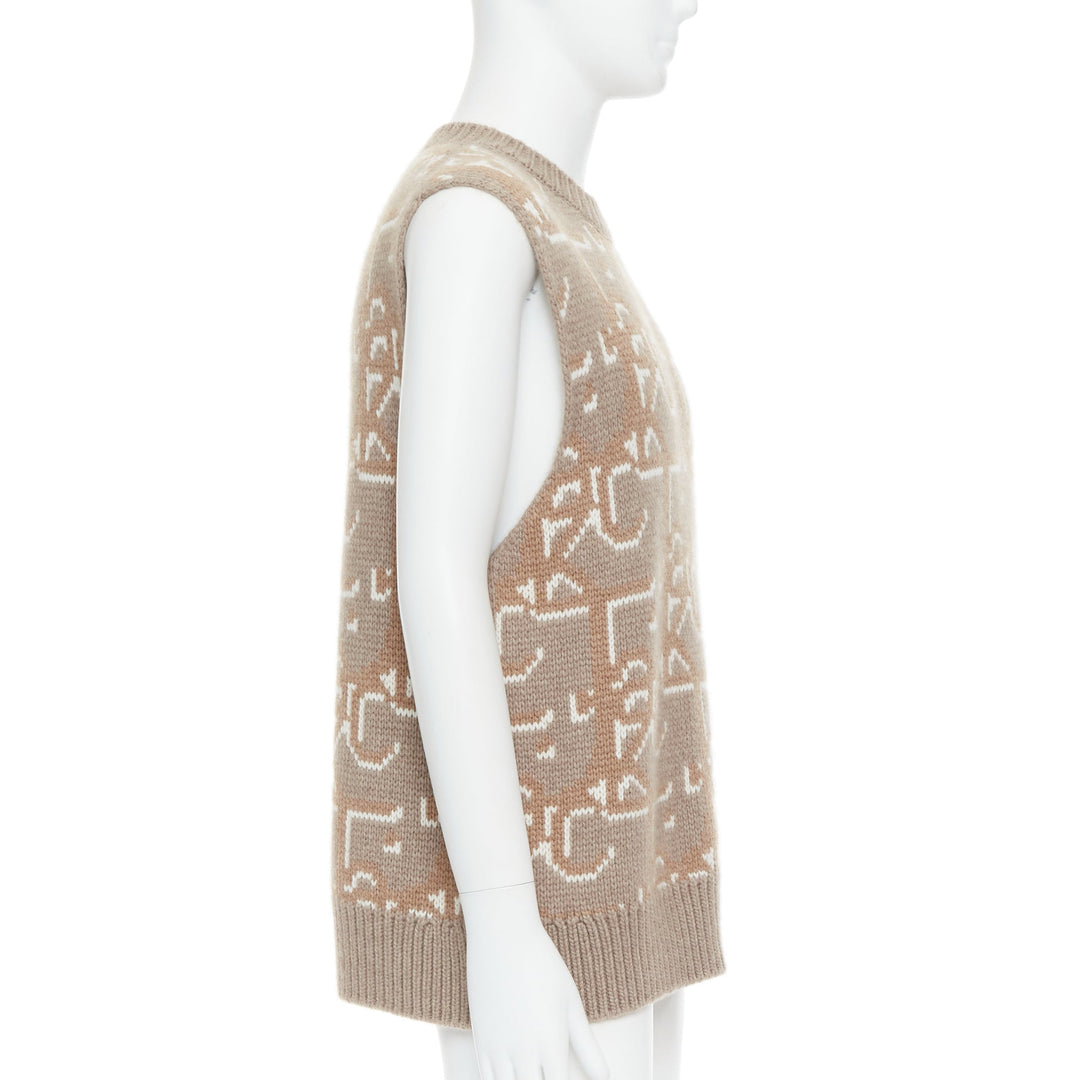 DIOR Travis Scott Cactus Jack 2022 beige 100% cashmere oblique vest sweater M