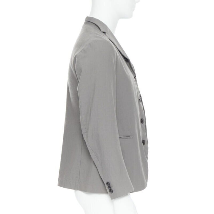ARTS & SCIENCE grey cotton blend 4-button short collar casusal blazer jacket JP2
