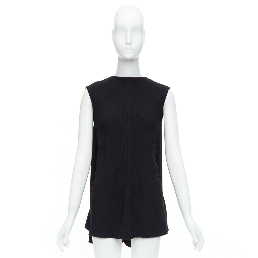 VICTORIA BECKHAM black drape backless inserted belt crew neck top
