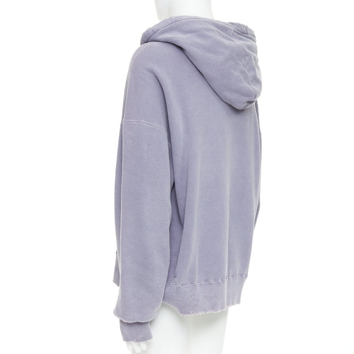 ANCELLM washed purple cotton distressed details pocketed hoodie Sz1 S