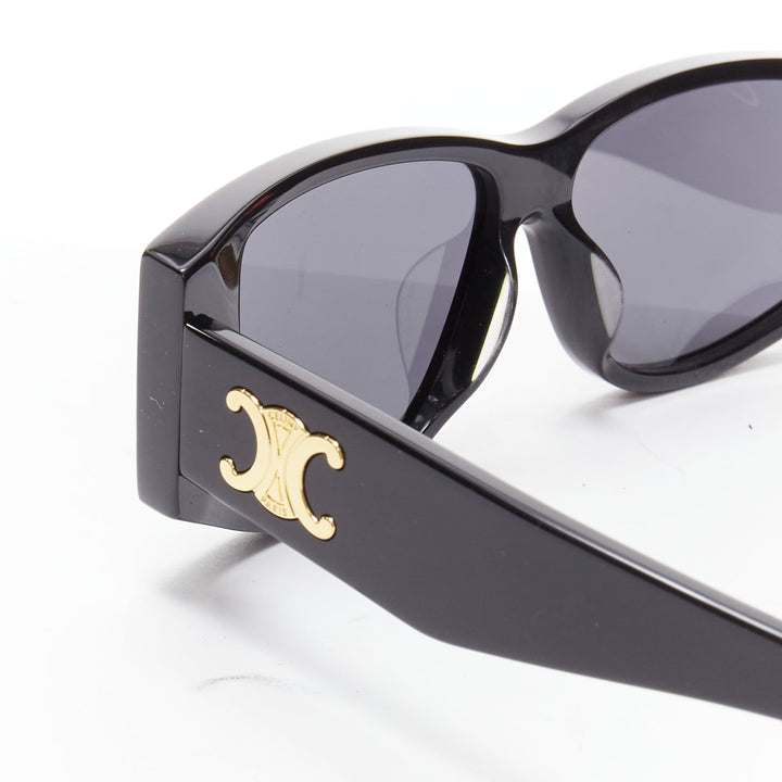 CELINE Hedi Slimane Triomphe CL40227U black gold logo acetate sunglasses
