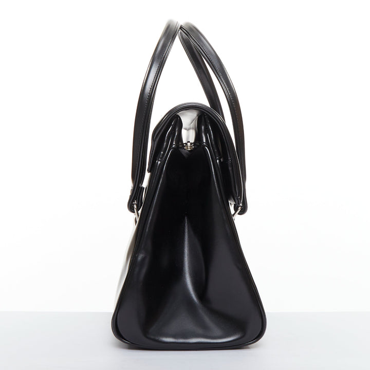 COMME DES GARCONS CDG black buffed faux leather foldover duffle bag