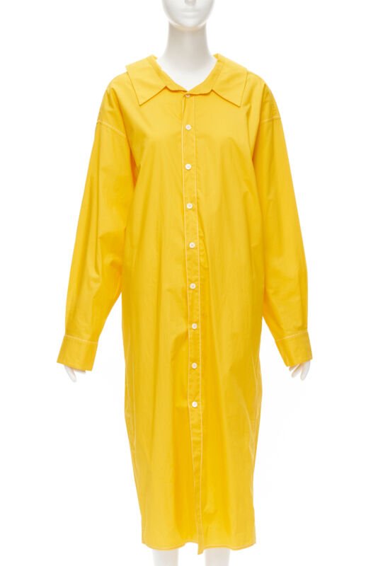 MARNI egg yolk yellow cotton spread collar knee length shirt dress IT36 XS