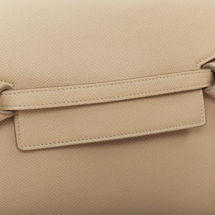CELINE Mini Belt beige calfskin leather loop through crossbody handle bag
