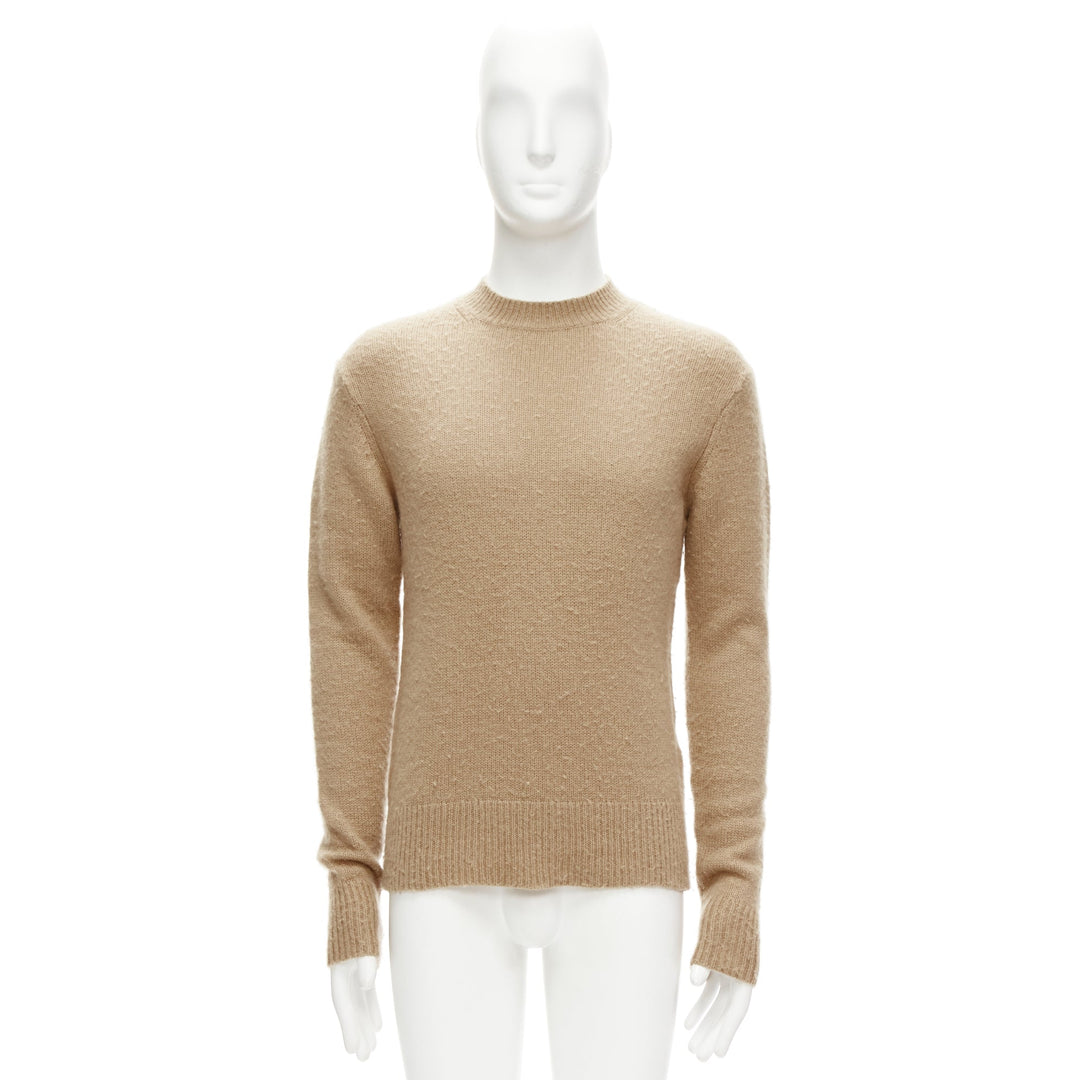 ACNE STUDIOS Peele beige wool cashmere brushed crew neck sweater S