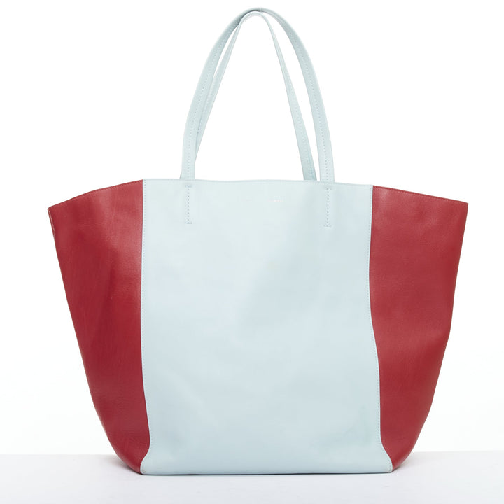 CELINE Phantom Cabas baby blue red bicolour horizontal tote bag