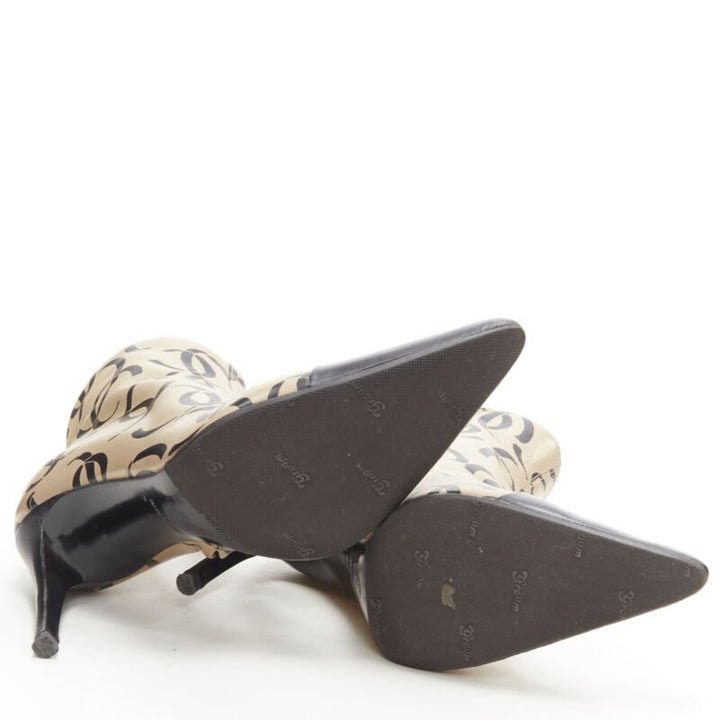 rare CHANEL 00A beige nude marked CC logo toe cap ankle bootie EU37