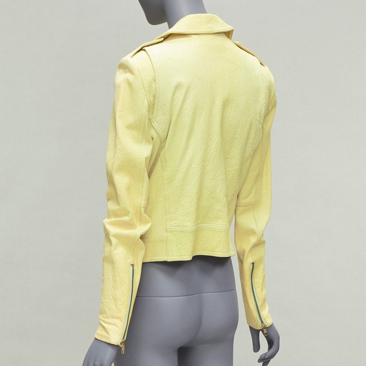 THEORY yellow lambskin leather motorcycle biker jacket M