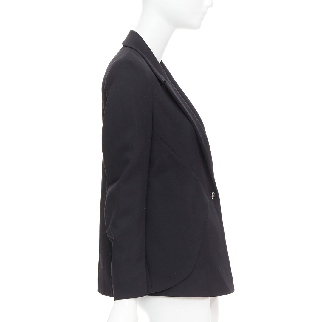 YVES SAINT LAURENT 2010 black wool blend deconstructed blazer FR36 S