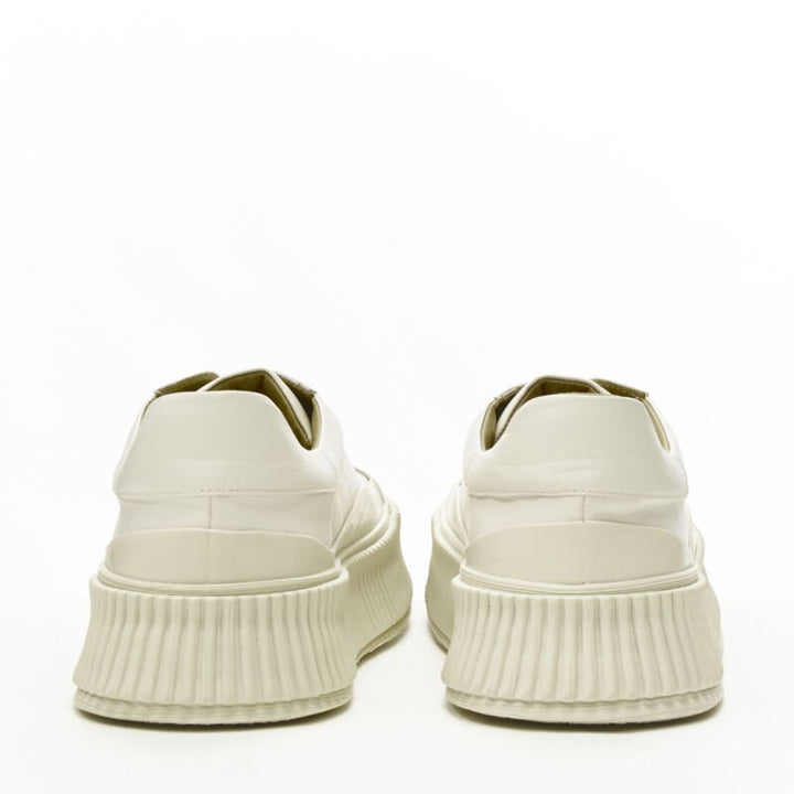 JIL SANDER light beige leather chunky rubber platform sole sneaker EU40