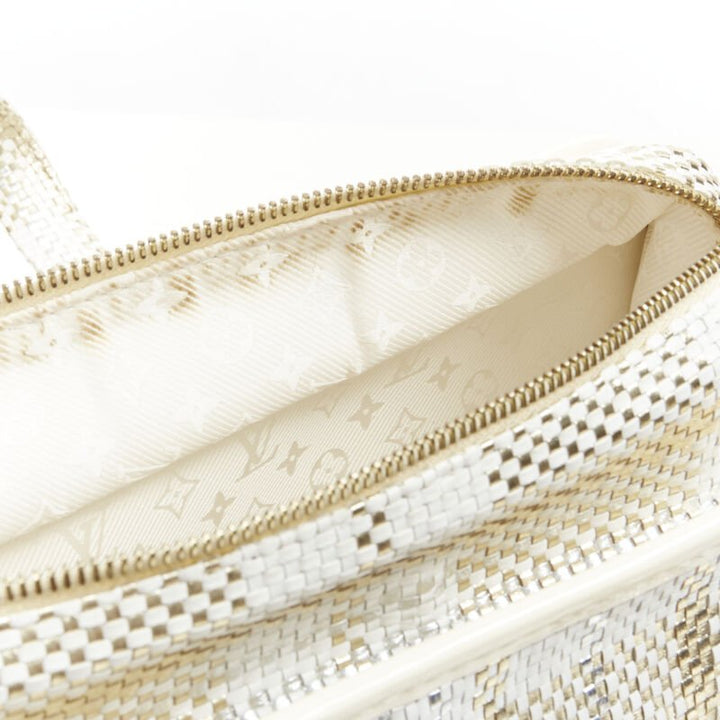 rare LOUIS VUITTON Street Shopper PM metallic gold silver woven leather tote bag