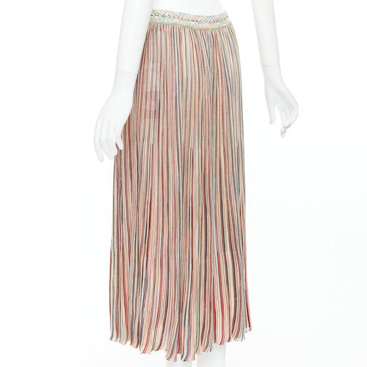MISSONI multicolor cotton blend signature striped knit midi skirt IT42 M