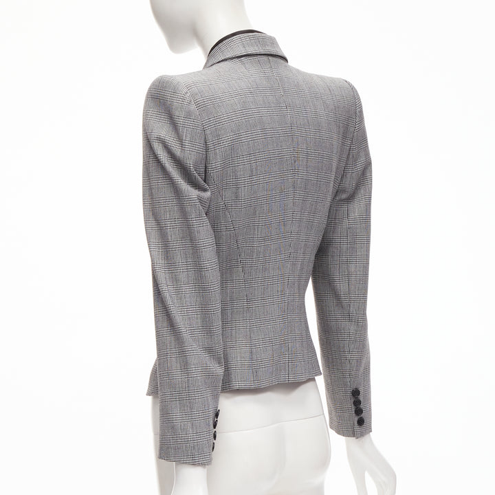 ALEXANDER MCQUEEN 1990 Vintage grey houndstooth layer collar power blazer IT40 S