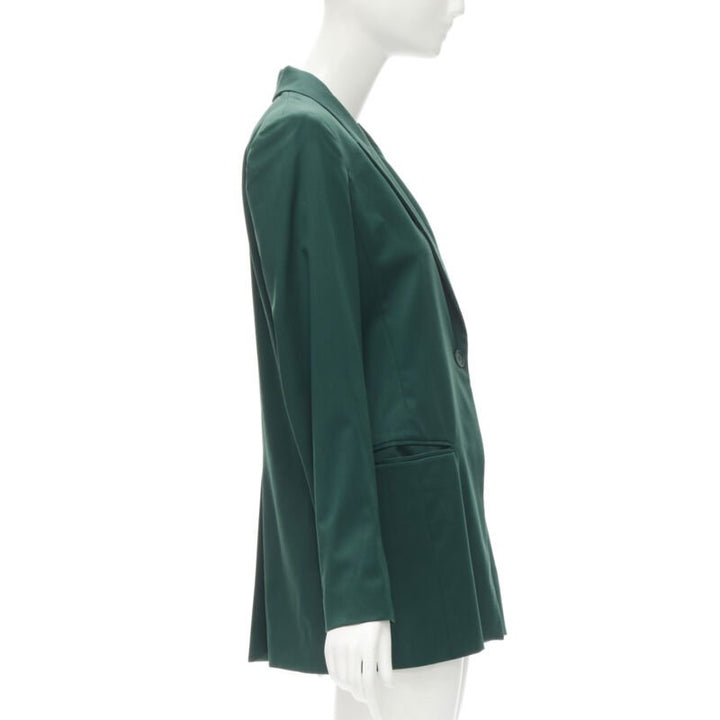 RYAN ROCHE 100% wool green peal lapel single button blazer jacket US2 XS