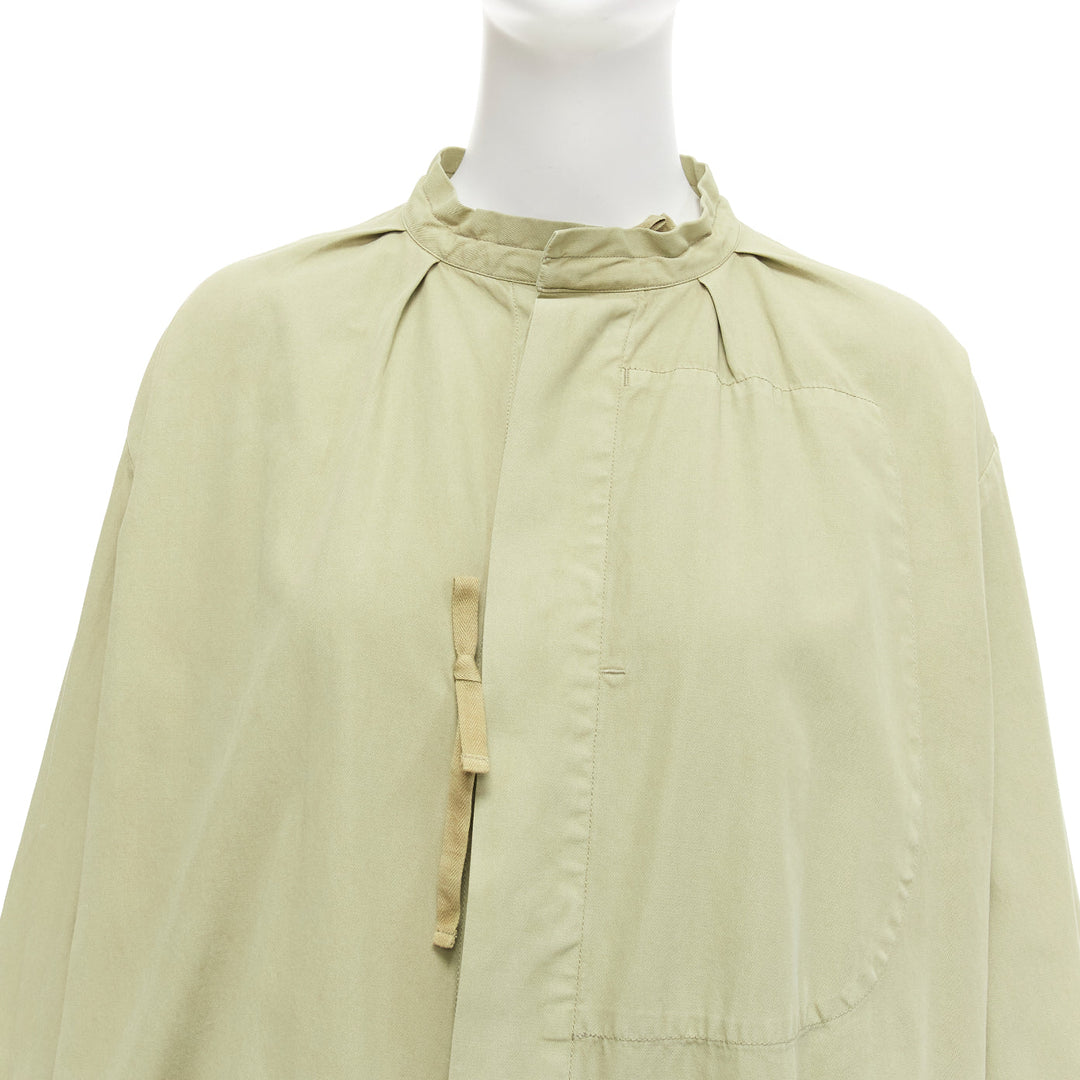 TICCA washed green 100% cotton tie collar centre parka jacket
