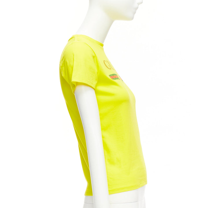 GUCCI KIDS bright yellow vintage logo crew neck tshirt 10Y XS