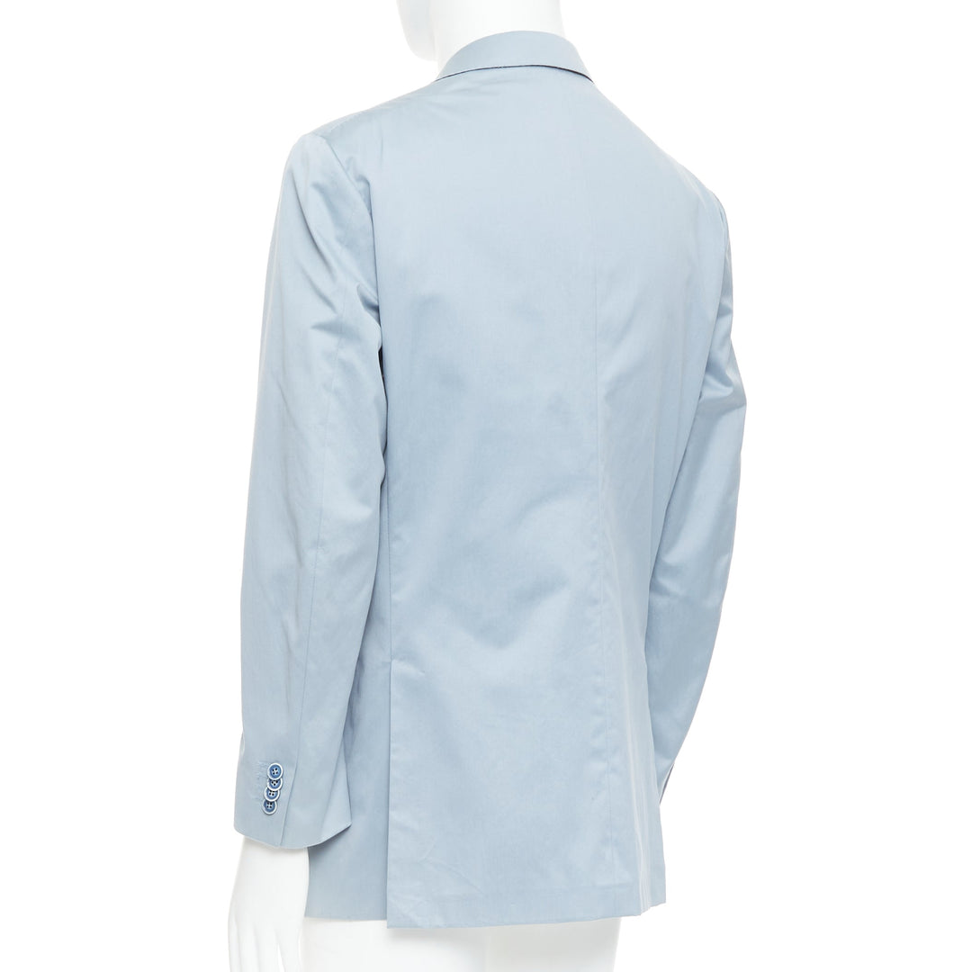 ERMENEGILDO ZEGNA light blue cotton handstitched lapel pockets blazer IT50 L