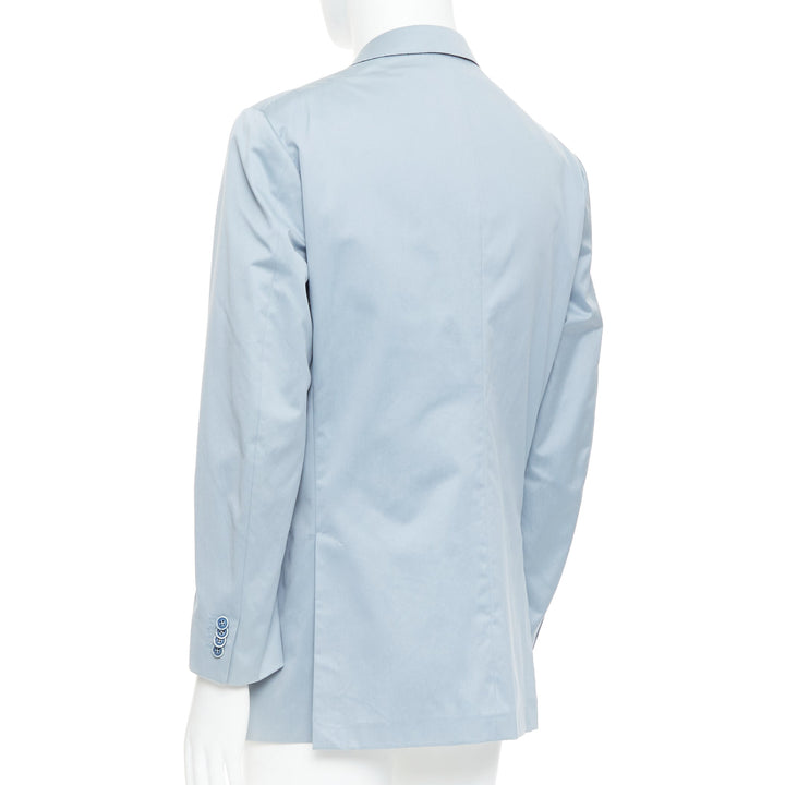 ERMENEGILDO ZEGNA light blue cotton handstitched lapel pockets blazer IT50 L