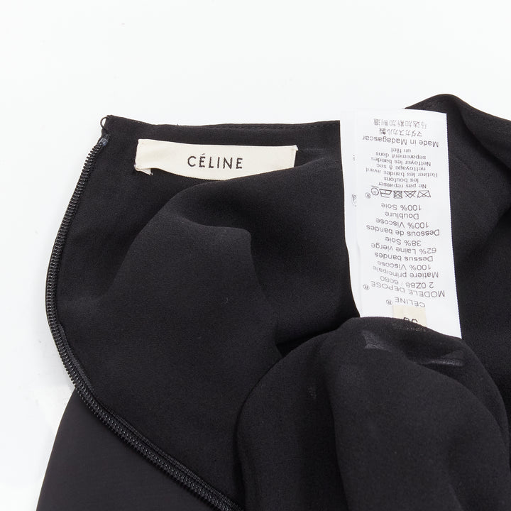 OLD CELINE Philo 2015 Runway Look 17 black grid harness gold button top FR38 M