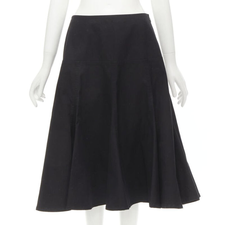 YOHJI YAMAMOTO black heavy cotton flared midi skirt JP2 M