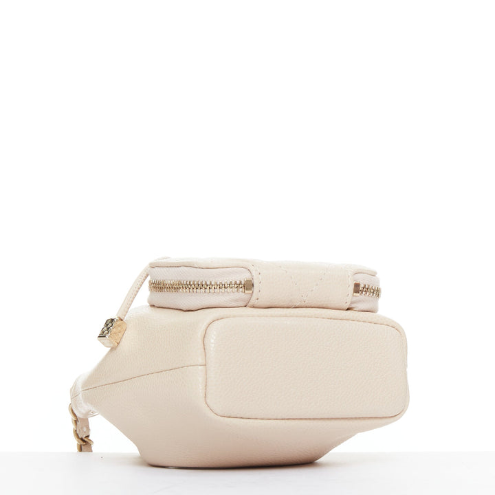 CHANEL nude grain leather quilted CC pocket bucket crossbody chain bag