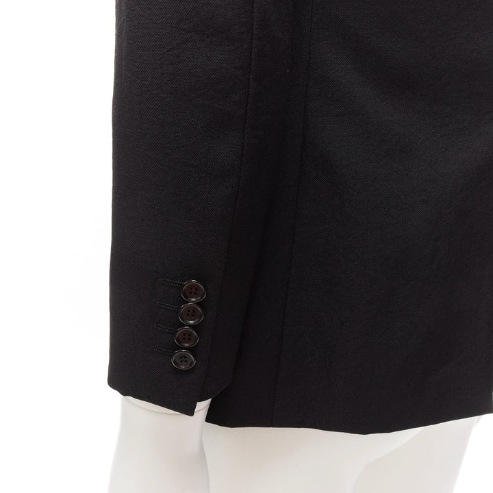 LANVIN black waffle low shine single breast minimal suit blazer EU44 XS