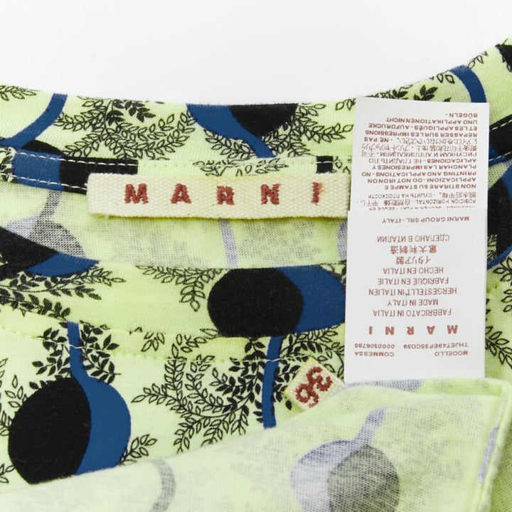 MARNI green paisley blue geometric photo print short sleeve  boxy tshirt IT36 XS