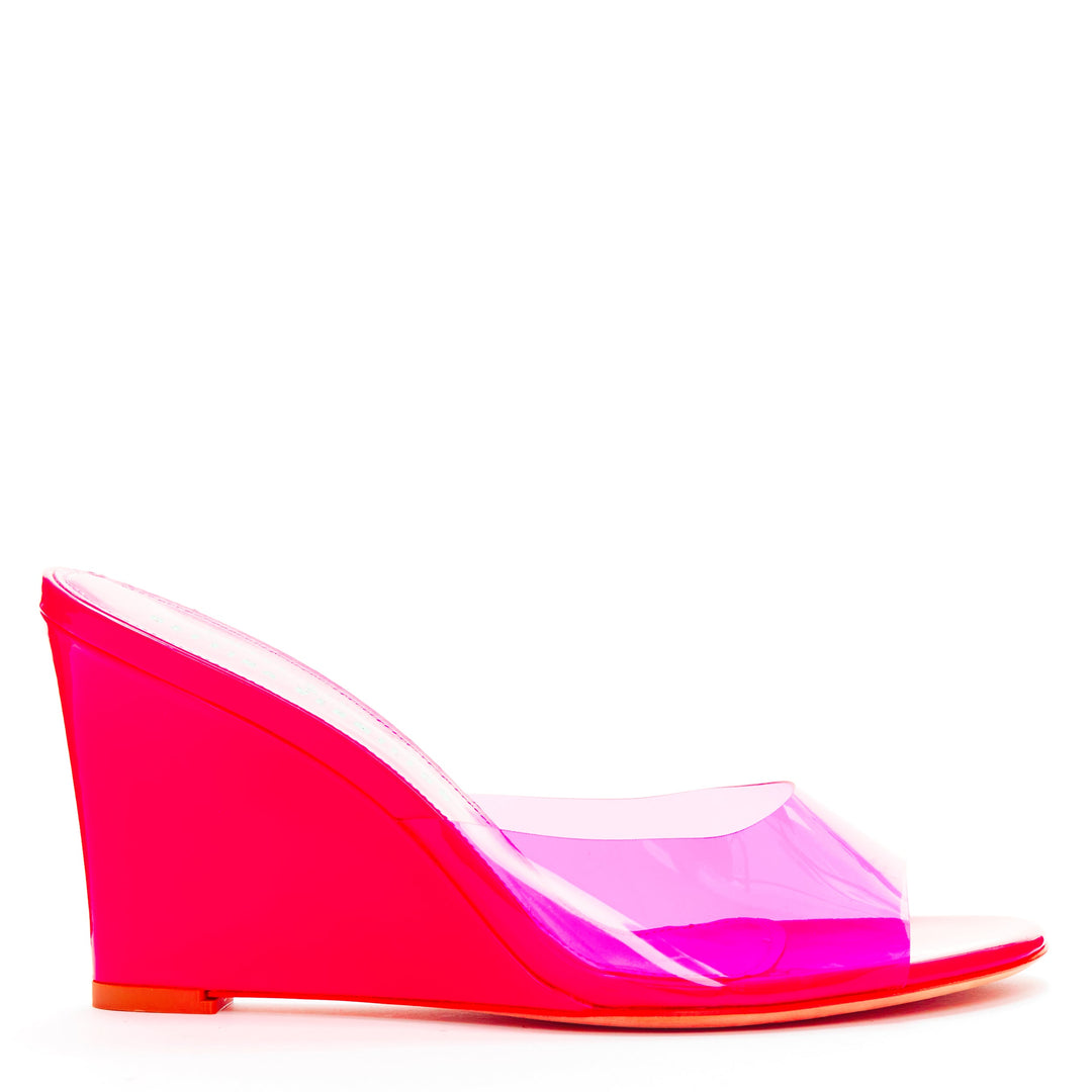 BETTINA VERMILLON Emili Sindlev Britney hot pink PVC wedge mules EU37.5