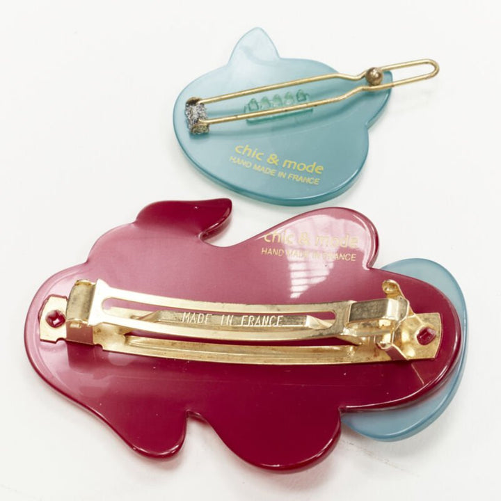 CHIC & MODE Alexandre Zouari crystal red cat crystal hair tie clip comb X10