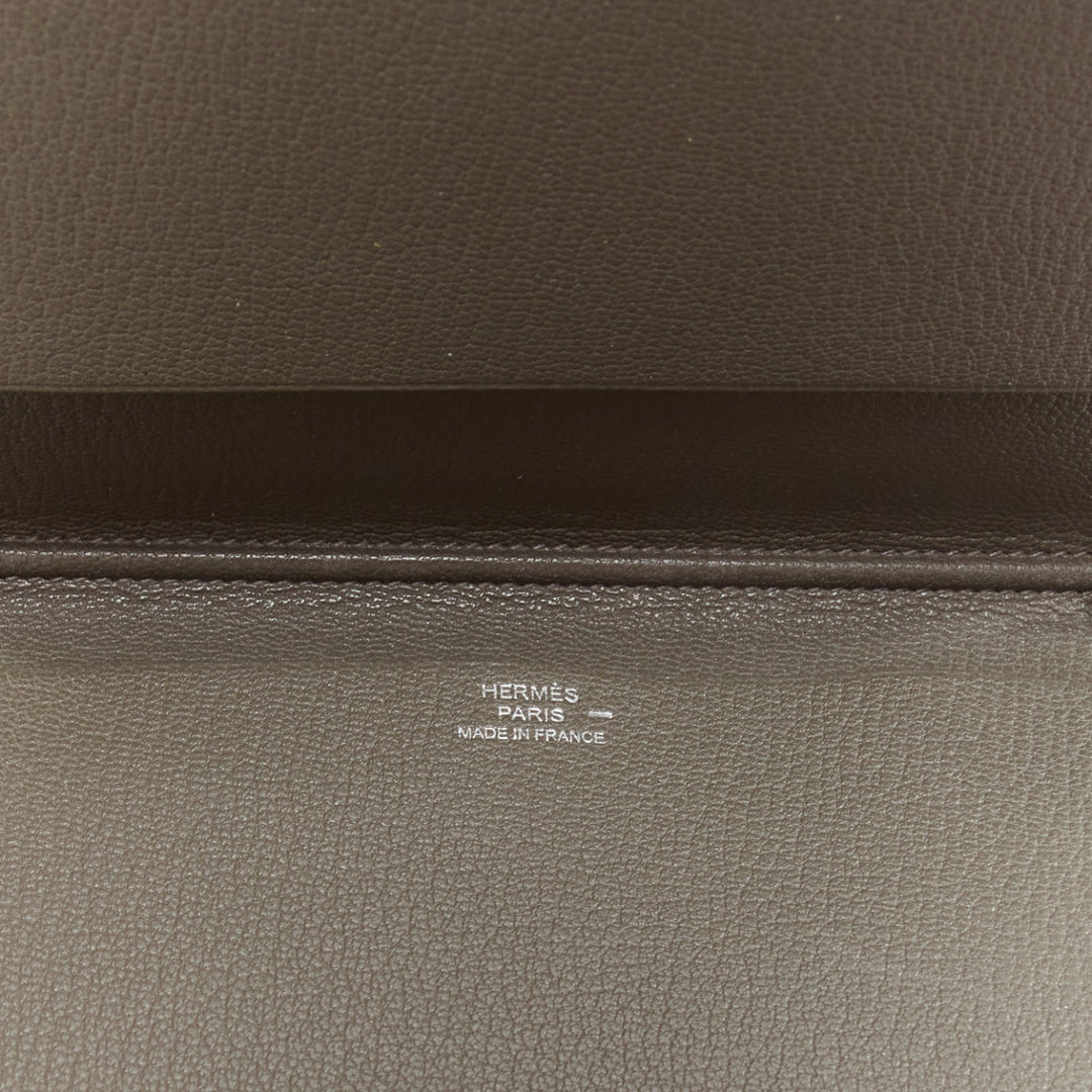 HERMES grey scaled leather silver hardware bifold long wallet