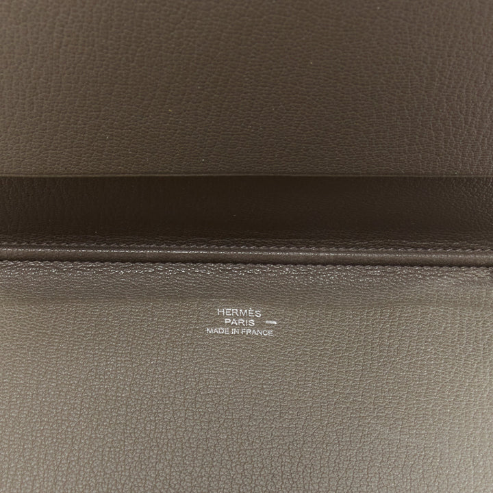 HERMES grey scaled leather silver hardware bifold long wallet
