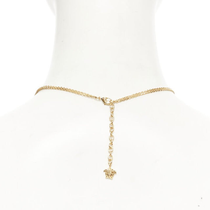 VERSACE Medusa Safety Pin pendant gold tone nickel short necklace choker