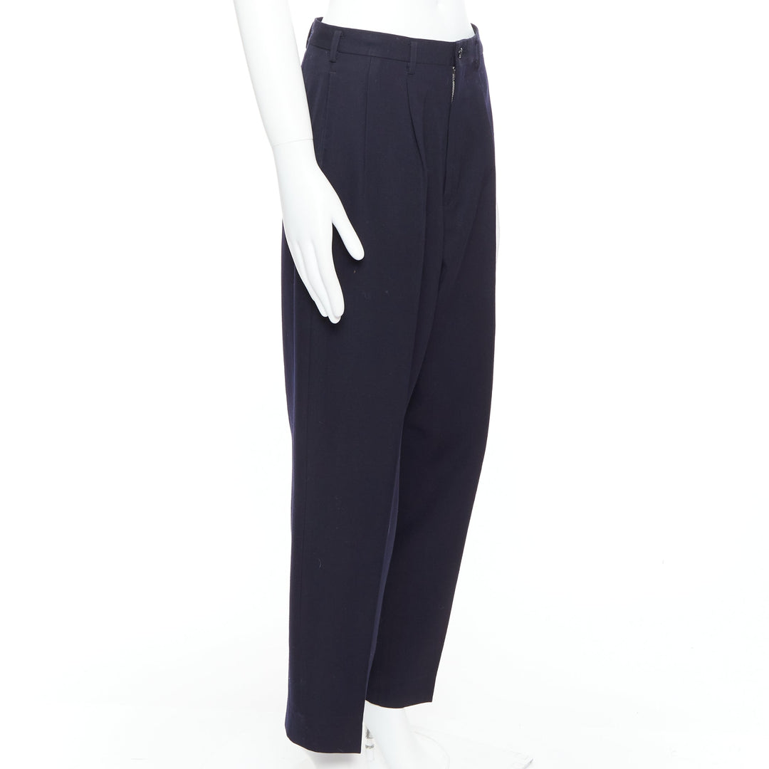 YOHJI YAMAMOTO Y's black 100% wool pleated front wide tapered pants M