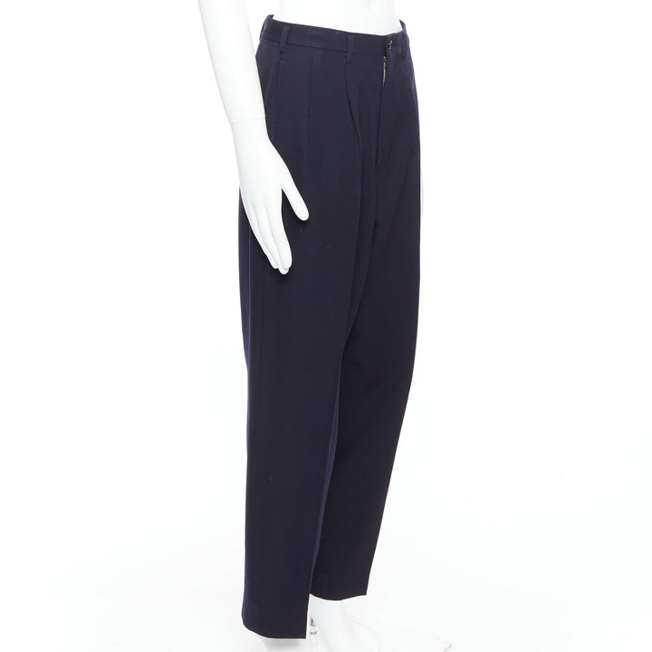 YOHJI YAMAMOTO Y's black 100% wool pleated front wide tapered pants M