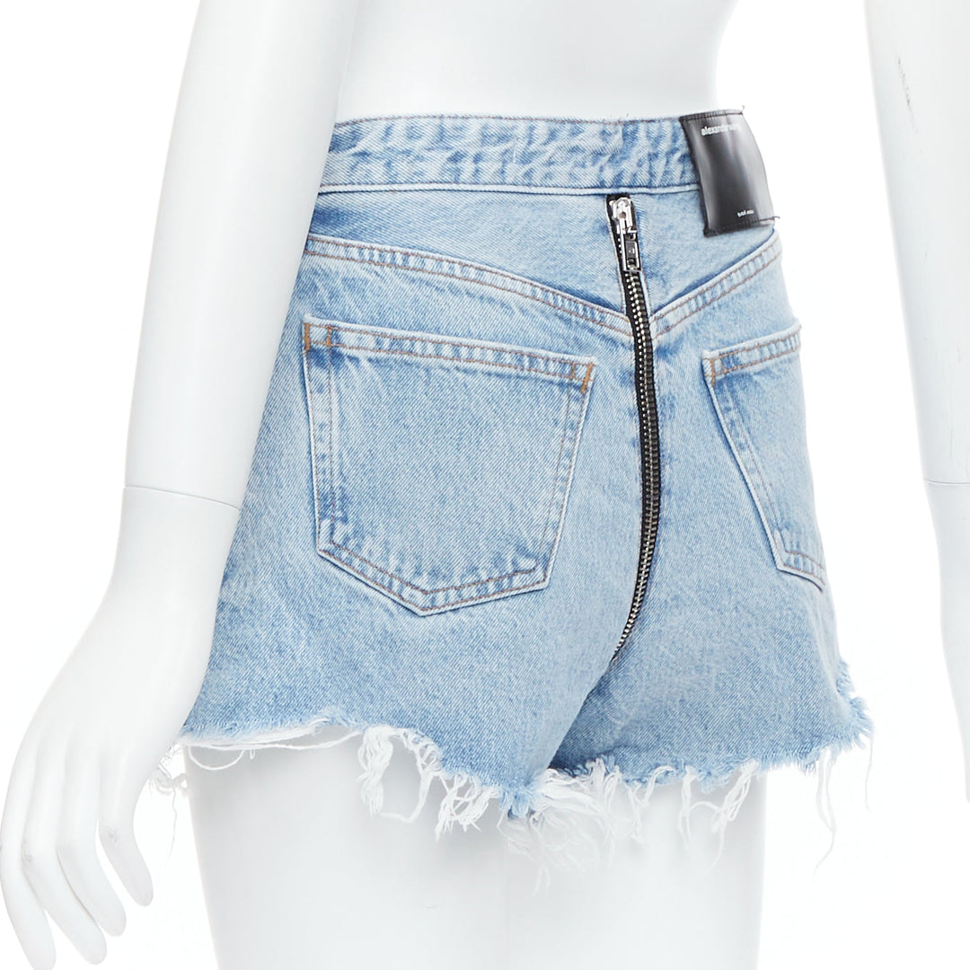 ALEXANDER WANG Bite Zip blue washed denim hot pants shorts 25"