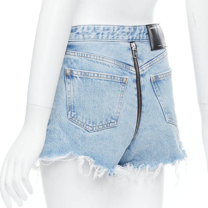 ALEXANDER WANG Bite Zip blue washed denim hot pants shorts 25"