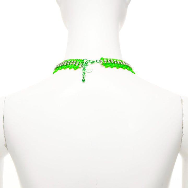 VANESSA ARIZAGA neon green rope clear crystal chandelier short necklace