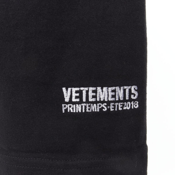 VETEMENTS TOMMY HILFIGER Demna 2018 black double sleeve oversized hoodie XS