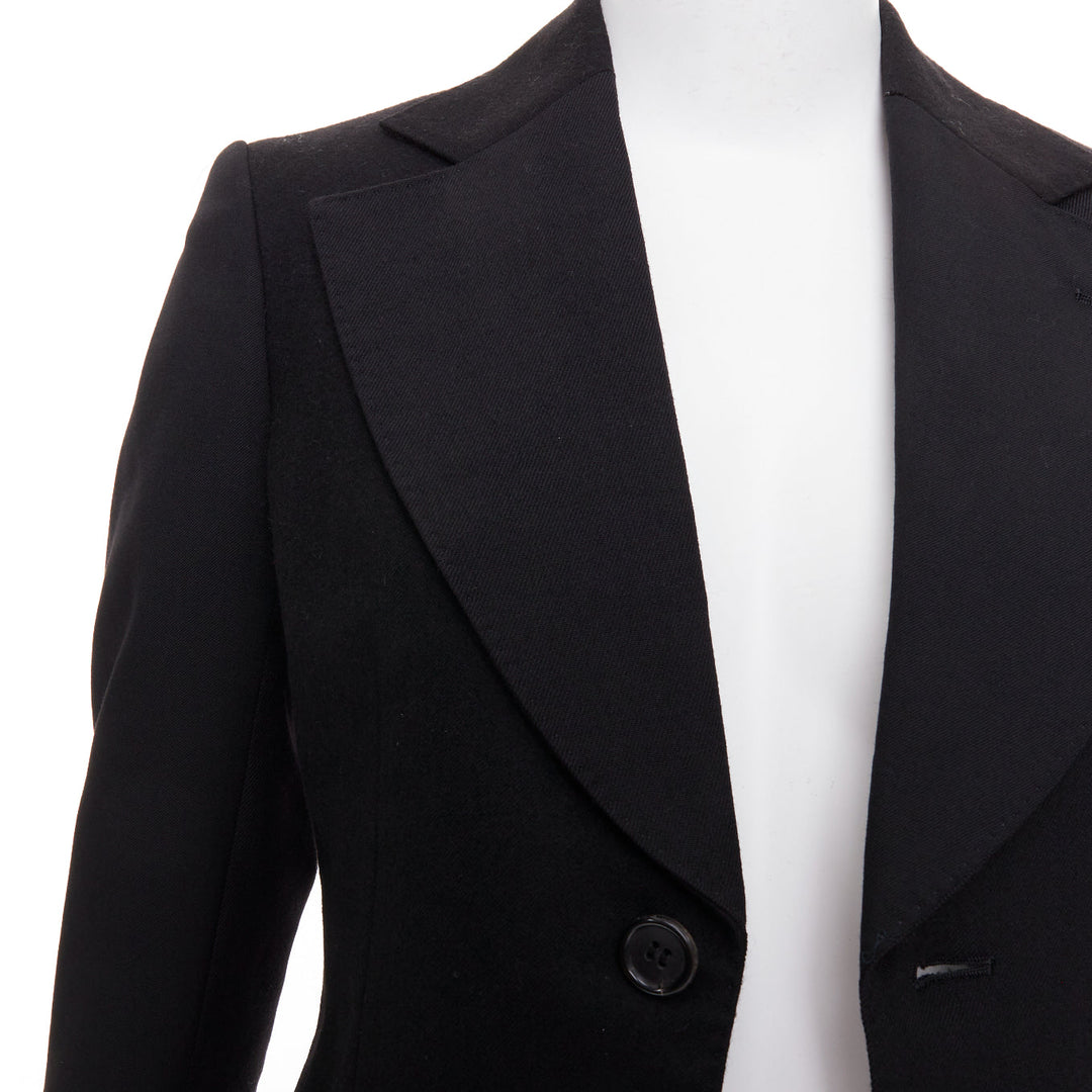 JUNYA WATANABE 2006 black wool contrast wide collar flap pocket blazer XS