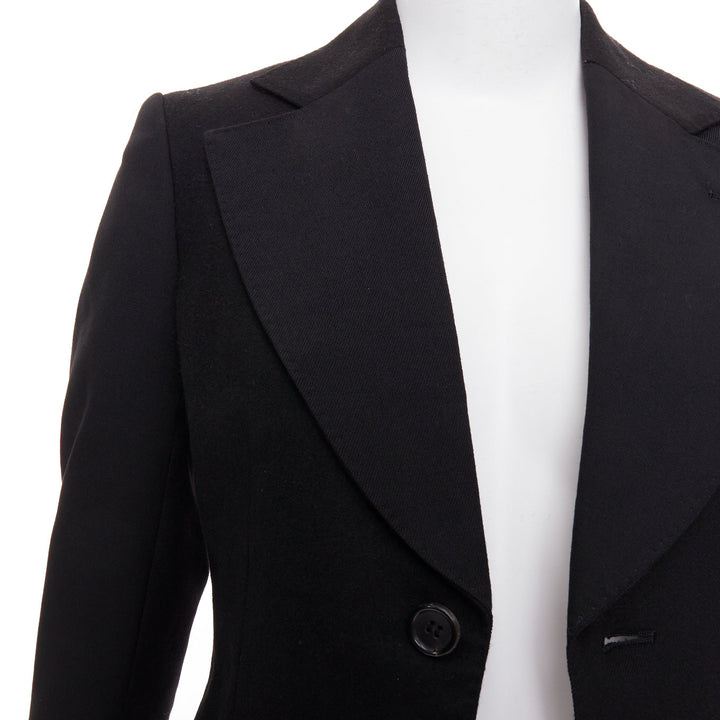 JUNYA WATANABE 2006 black wool contrast wide collar flap pocket blazer XS
