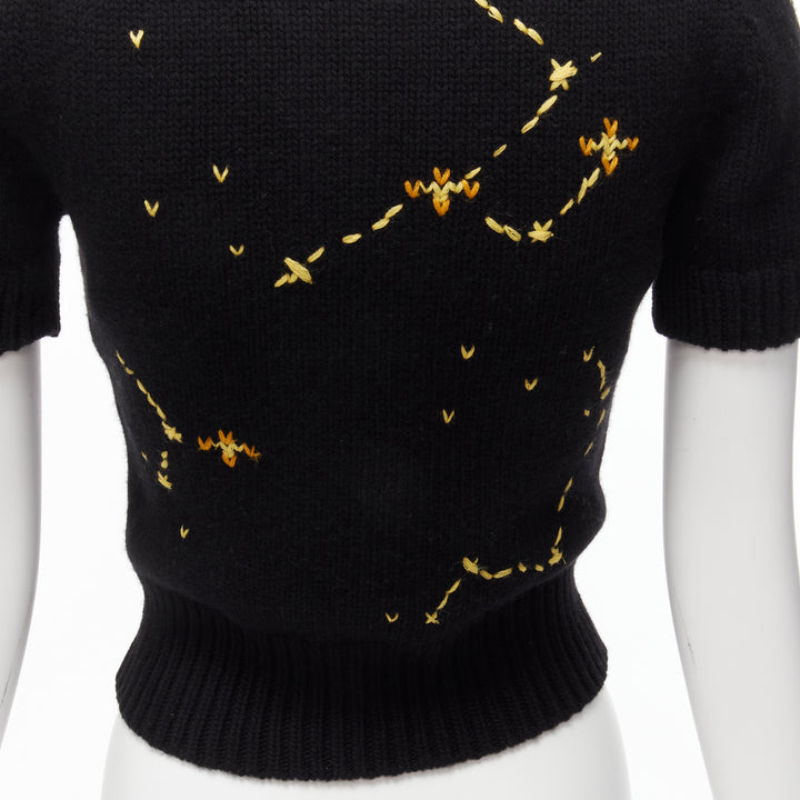 CHRISTIAN DIOR 2022 Pixel Zodiac Scorpio wool cashmere cropped sweater FR34 XS