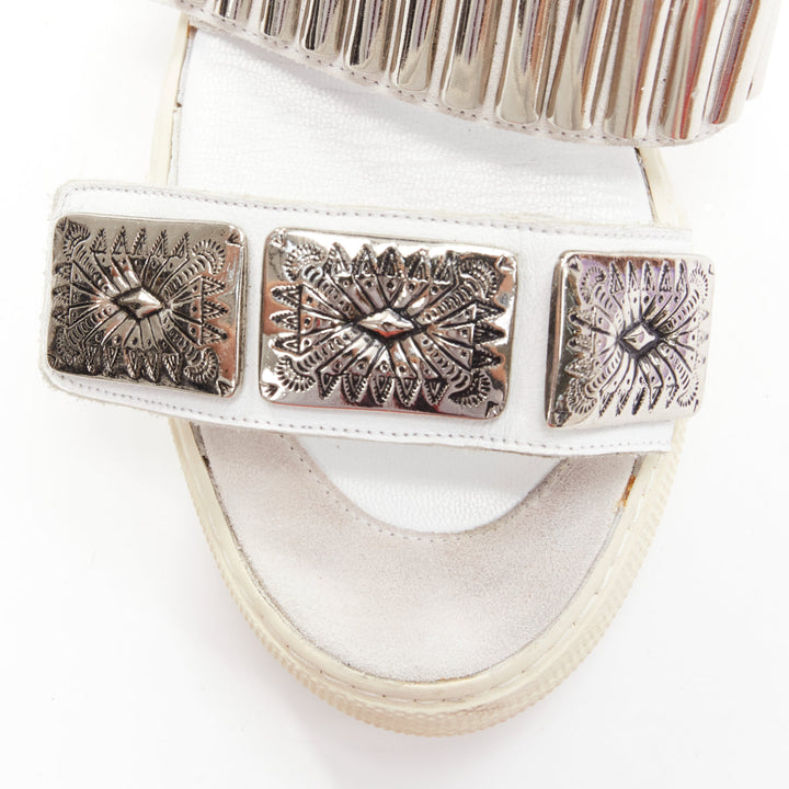 TOGA ARCHIVES 2022 white leather silver metal plate buckle sandals EU39
