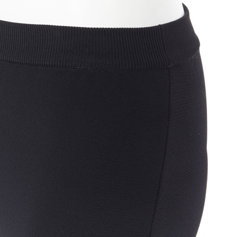 STELLA MCCARTNEY black viscose blend panel flared hem stretch cropped pants FR34