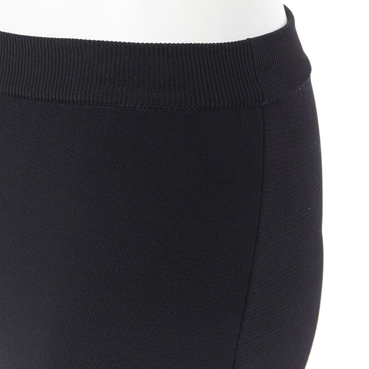 STELLA MCCARTNEY black viscose blend panel flared hem stretch cropped pants FR34