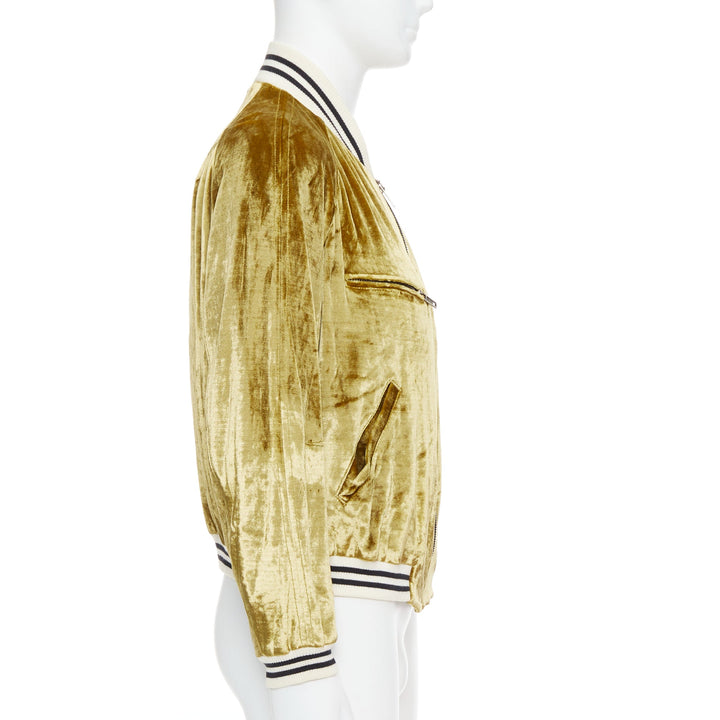 rare HAIDER ACKERMANN 2015 RUnway gold crushed velvet Teddy bomber jacket S