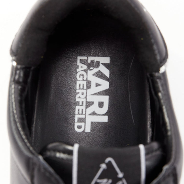 KARL LAGERFELD black leather silver logo chunky lace up sneakers EU38