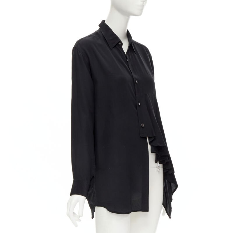 COMME DES GARCONS 1980's Vintage black waterfall draped chandelier jewel shirt