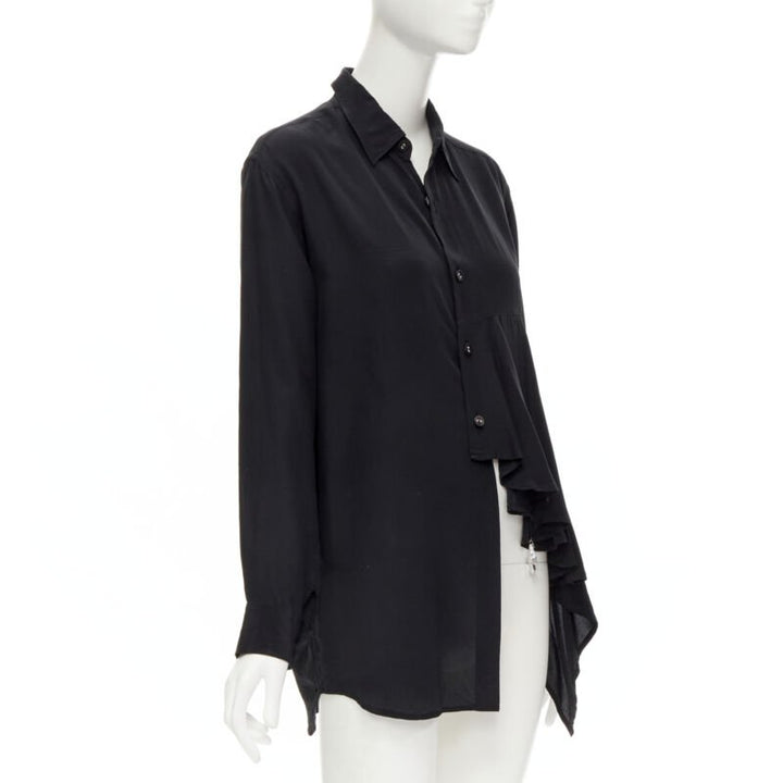 COMME DES GARCONS 1980's Vintage black waterfall draped chandelier jewel shirt
